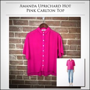 Amanda Uprichard Hot Pink Calton Button-down Top